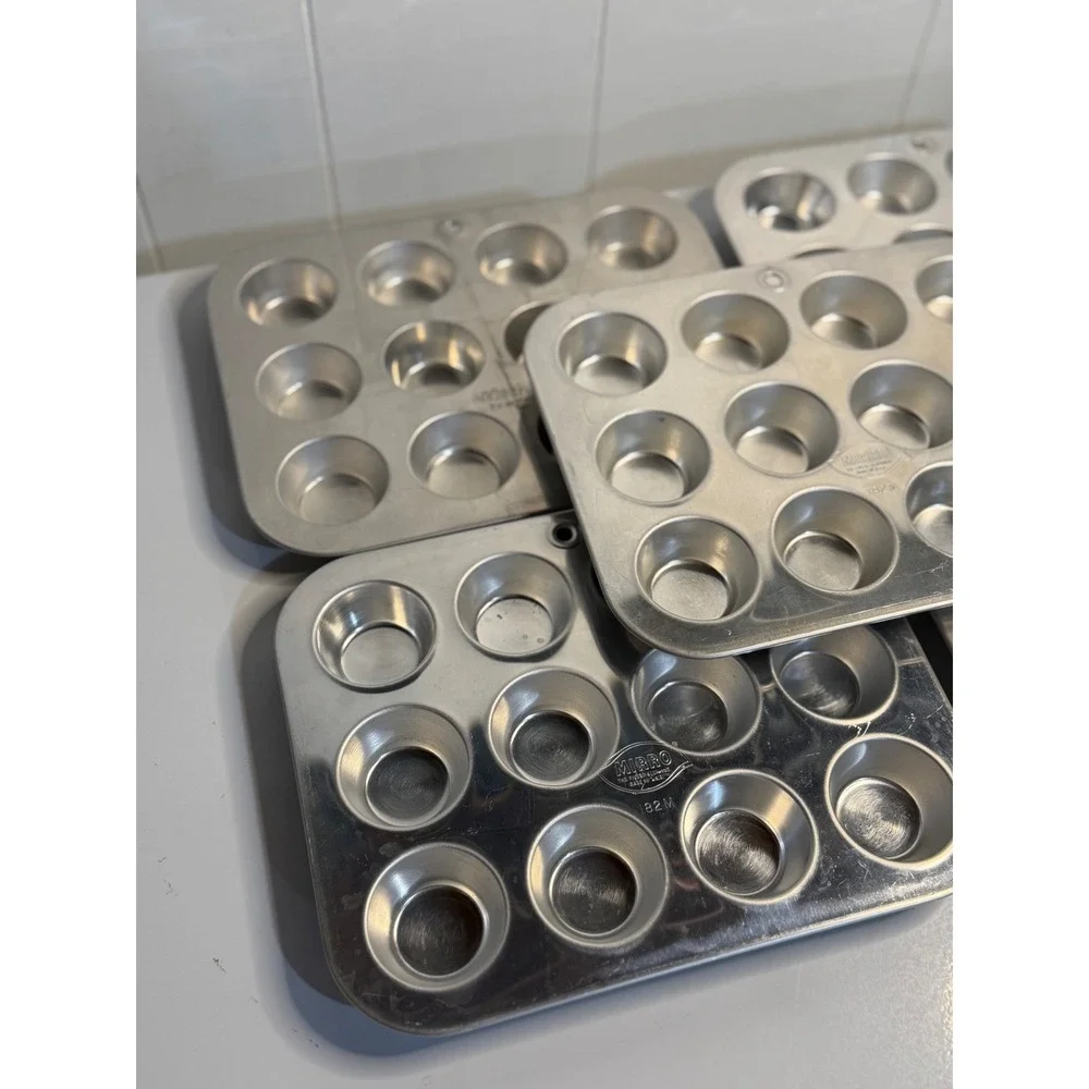 VTG Mirro Muffin Tin Silver Aluminum Baking Pan Set of 5 Retro Kitchenware 182M